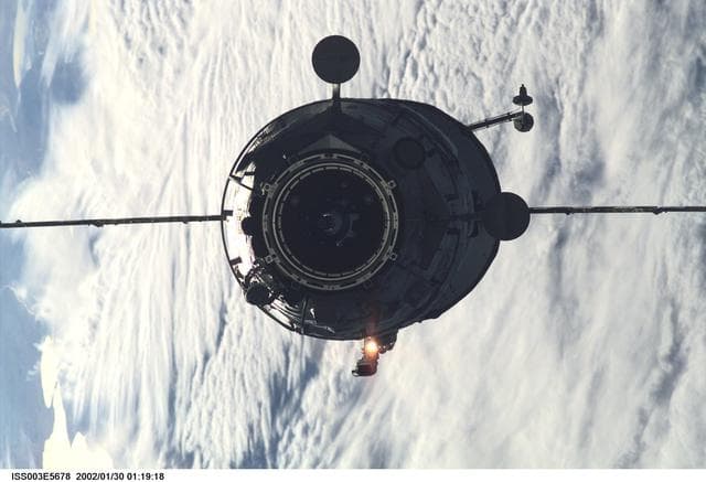 NASA image: View of the Pirs Docking Compartment approaching the ISS during Expedition Three