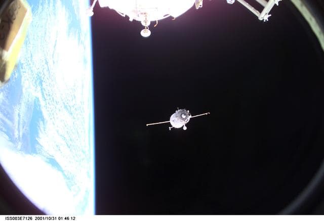 NASA image: View of the Soyuz carrying the Taxi crew during undocking from the ISS