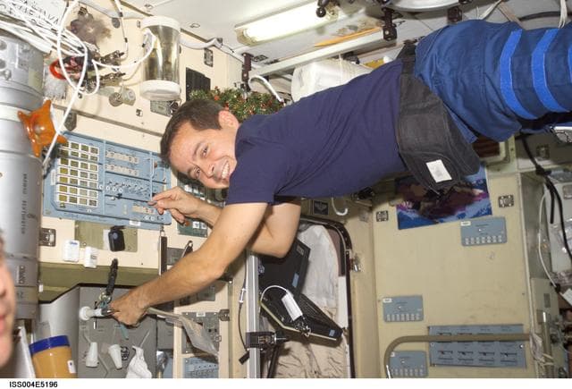 NASA image: Bursch in the SM during Expedition Four