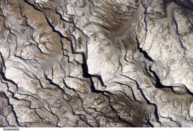 NASA image: Himalayan Mtns. and Mt. Everest Earth observation taken by Dan Bursch during EXP. Four