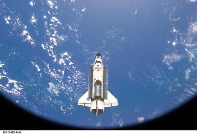 NASA image: STS-111 orbiter Endeavor after undocking with the ISS
