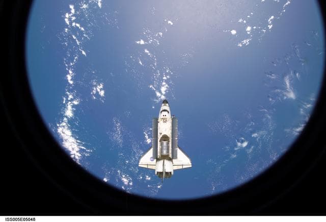 NASA image: STS-111 orbiter Endeavor after undocking with the ISS