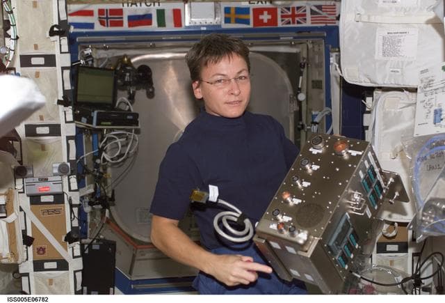 NASA image: Science Officer Whitson installs module in MSG