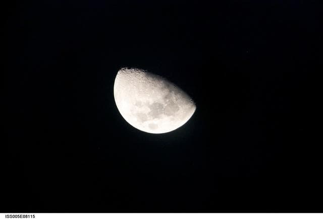 NASA image: Moon photographed by one of the crewmembers aboard the ISS for Expedition Five