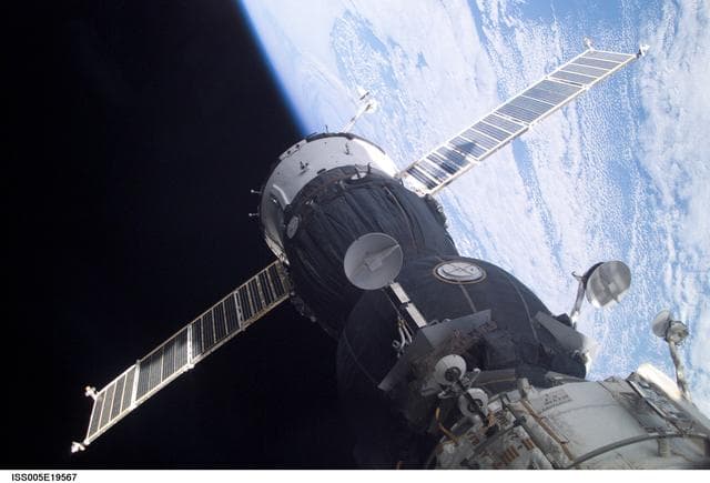 NASA image: Soyuz Spacecraft docked to the Pirs DC during Expedition Five on the ISS