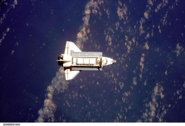 NASA image: Space Shuttle Endeavour as it approaches the ISS during STS-113 mission