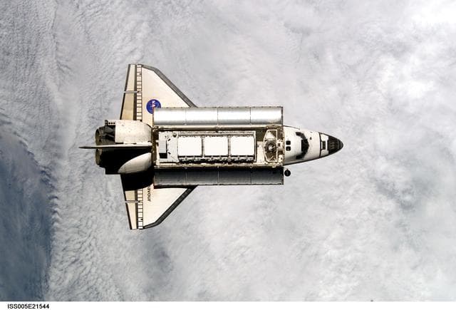 NASA image: Space Shuttle Endeavour as it approaches the ISS during STS-113 mission