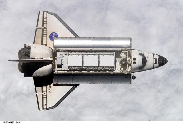 NASA image: Space Shuttle Endeavour as it approaches the ISS during STS-113 mission