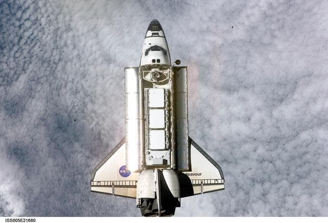 NASA image: Endeavour during STS-113 approach to ISS during Expedition Five