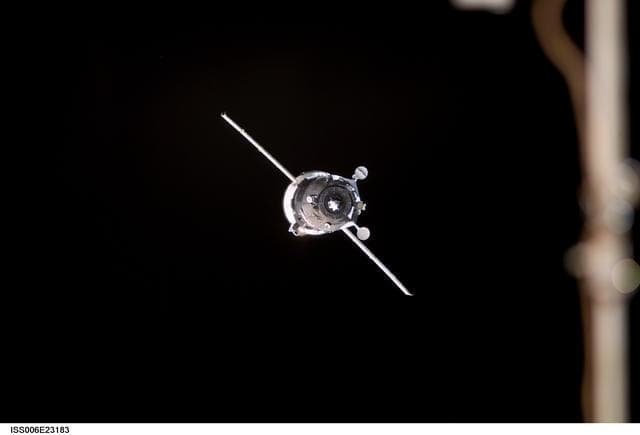 NASA image: View of the Progress Spacecraft approaching the SM on the ISS during Expedition Six