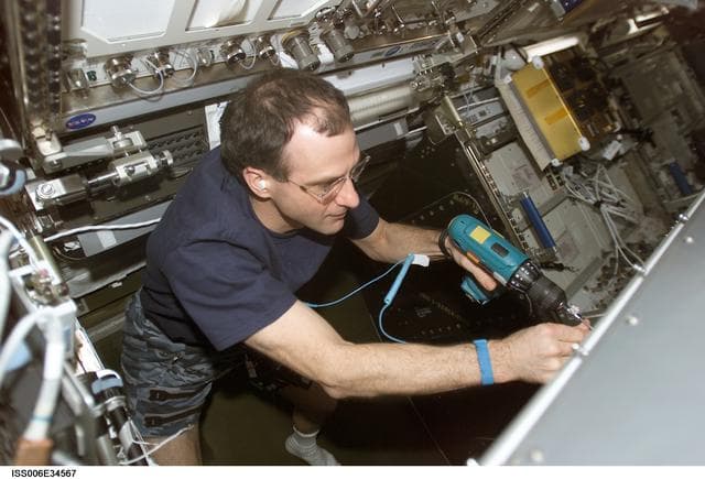 NASA image: Flight Engineer Donald R. Pettit is troubleshooting the MSG in the U.S. Laboratory
