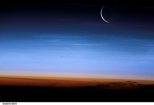 NASA image: Moon during sunset taken by the Expedition Seven crew