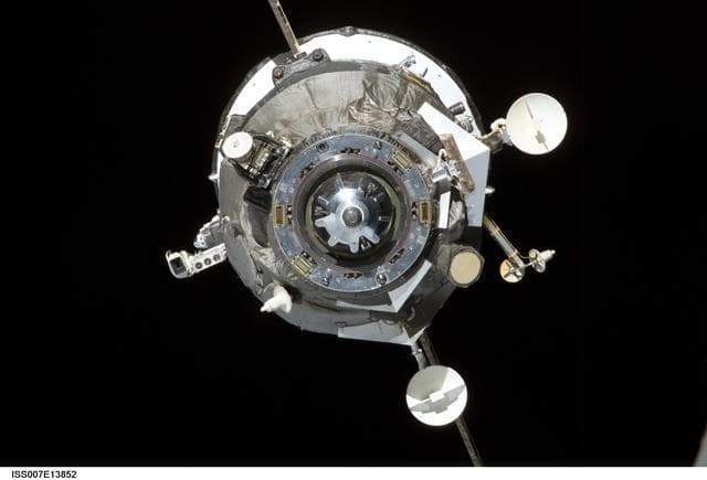 NASA image: View of the Progress Spacecraft after undocking from the ISS during Expedition Seven