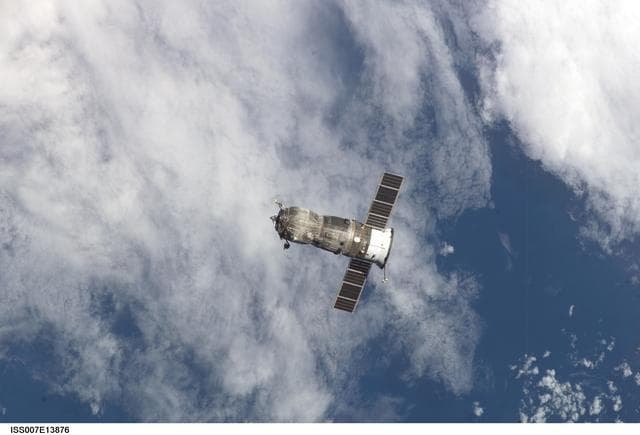 NASA image: View of the Progress Spacecraft after undocking from the ISS during Expedition Seven