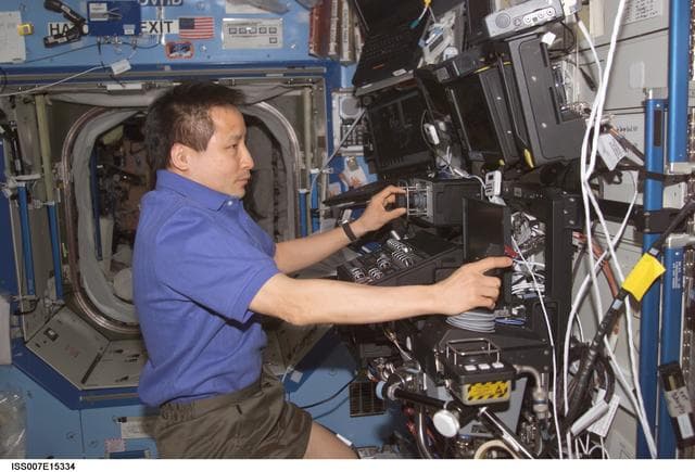 NASA image: Expedition Seven Lu performs scheduled proficiency operation with the SSRMS