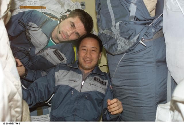 NASA image: Malenchenko and Lu  in Pirs Docking Compartment (DC-1) module