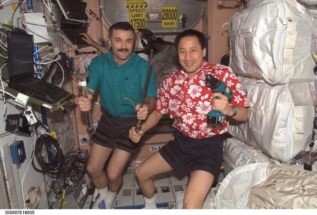NASA image: Lu  and Kaleri in Node 1/Unity module