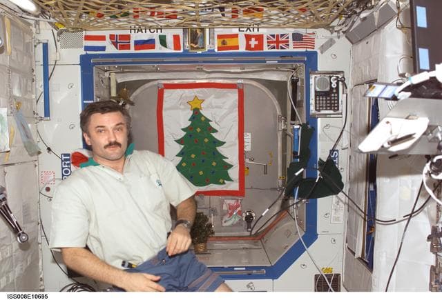 NASA image: Kaleri prepares for a telecon in the U.S. Lab during Expedition 8