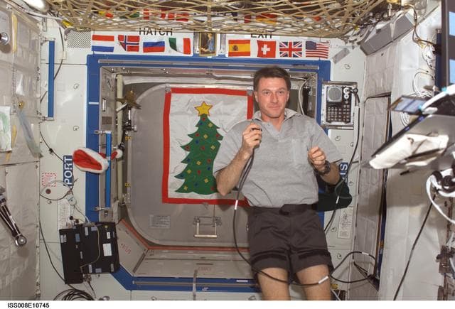 NASA image: Foale during telecon in the U.S. Lab during Expedition 8