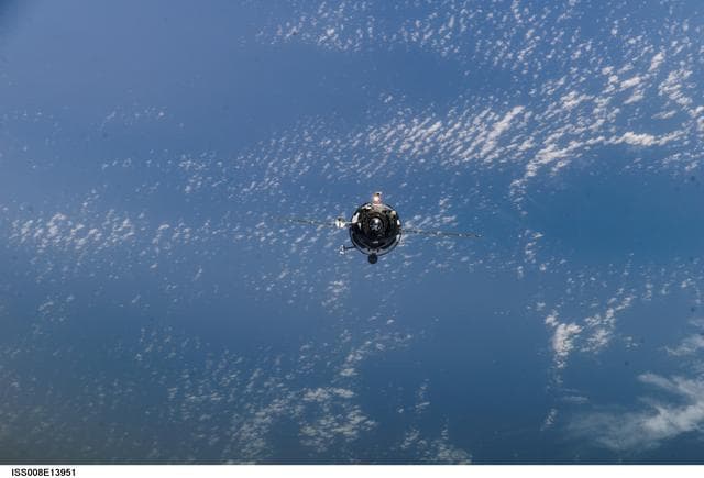 NASA image: Progress 13P approach for docking with ISS during Expedition 8