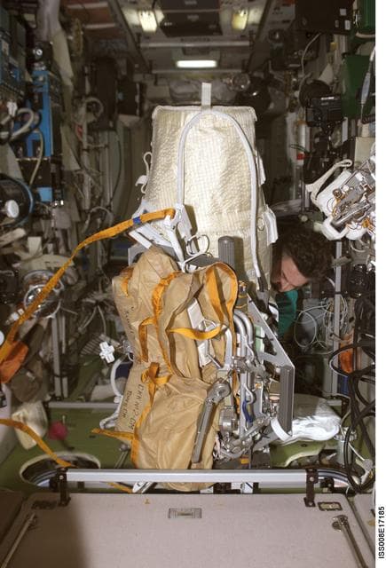 NASA image: Expedition 8 EVA bundle with Matroshka and SKK carry bags
