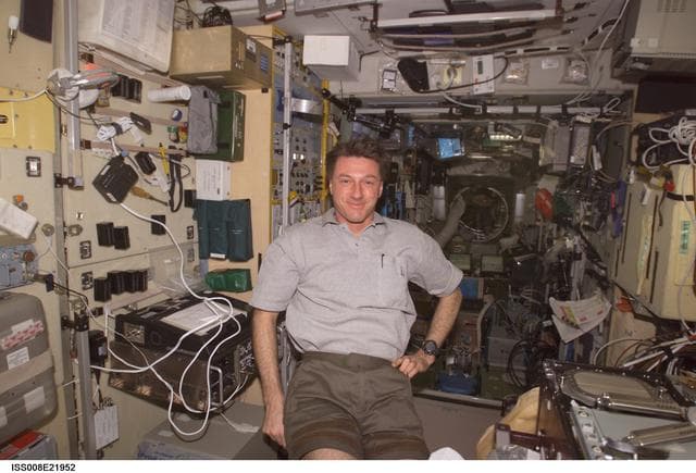 NASA image: Foale poses in the SM during Expedition 8