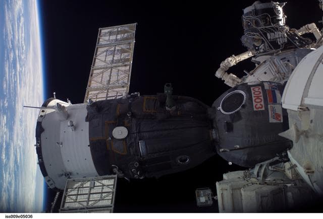 NASA image: Soyuz TMA-4 docked to the Zarya FGB during Expedition 9