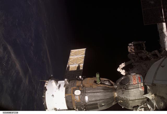 NASA image: Soyuz TMA-4 spacecraft attached to the Space Station during Expedition 9