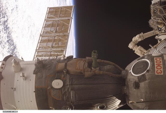 NASA image: Soyuz TMA-4 docked to the Zarya FGB during Expedition 9