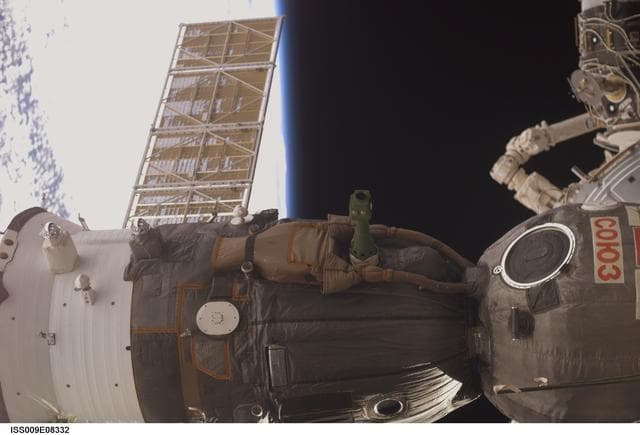 NASA image: Soyuz TMA-4 docked to the Zarya FGB during Expedition 9