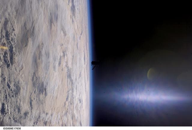 NASA image: Progress 14P separates from the ISS during Expedition 9