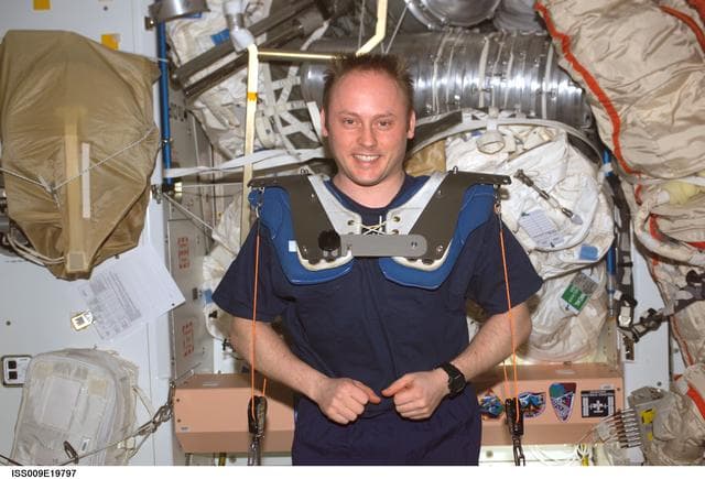 NASA image: Fincke exercises on the RED in the Node 1 module during Expedition 9