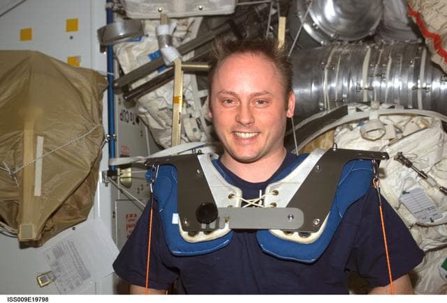 NASA image: Fincke exercises on the RED in the Node 1 module during Expedition 9