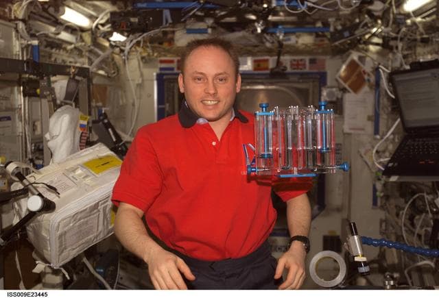 NASA image: Fincke works on the CFE in the U.S. Lab during Expedition 9