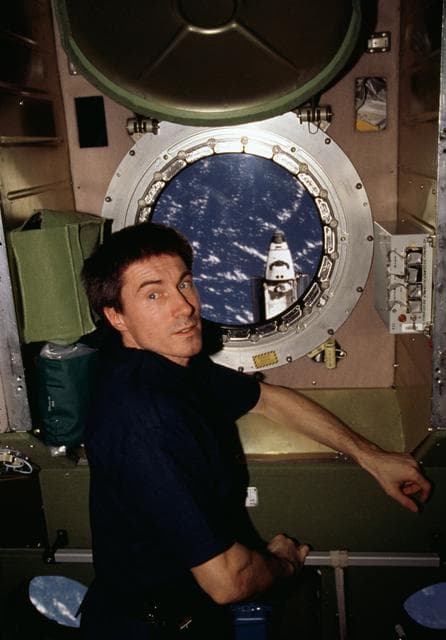 NASA image: Expedition One Krikalev at SM window