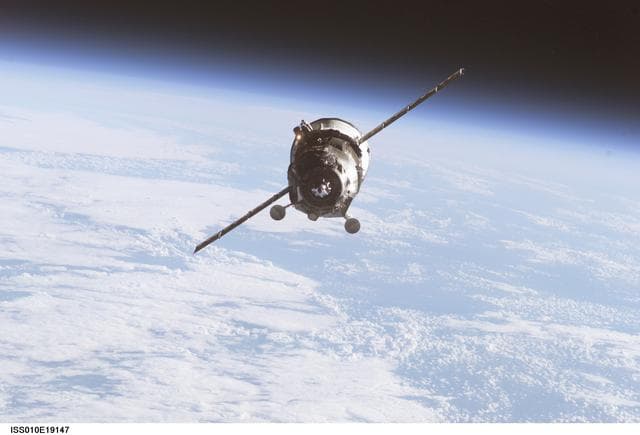 NASA image: Progress 352 approaches the ISS during Expedition 10