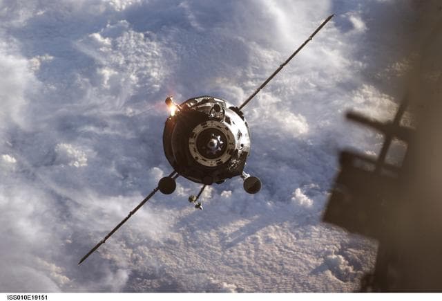 NASA image: Progress 352 approaches the ISS during Expedition 10