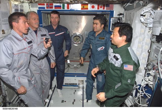 NASA image: Expedition 10 and 11 Crewmembers in the U.S. Laboratory
