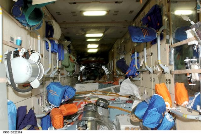 NASA image: Stowed equipment in the FGB taken during Expedition 10 / Expedition 11