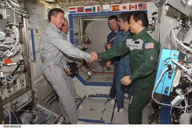 NASA image: Expedition 10 / Expedition 11 crew in the U.S. Laboratory