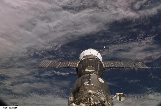 NASA image: Soyuz TMA-6 spacecraft docked to the Pirs Docking Compartment taken during Expedition 10 / Expedition 11