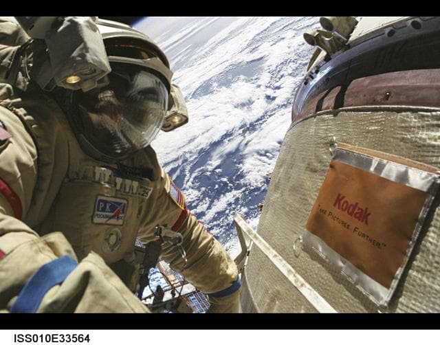 NASA image: Chiao works on the exterior of the SM during Expedition 10 EVA