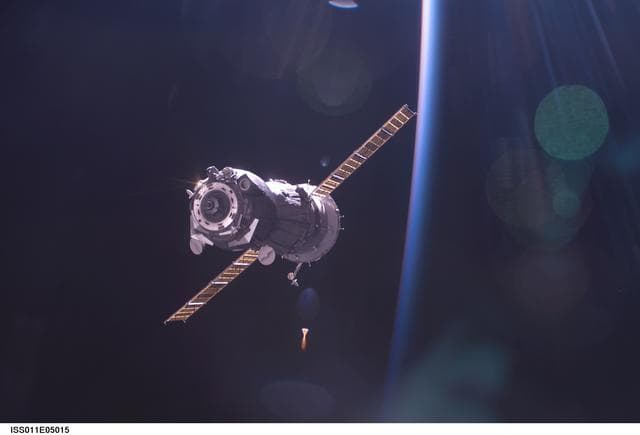 NASA image: Soyuz TMA-5/9S spacecraft separates from the Space Station after undocking
