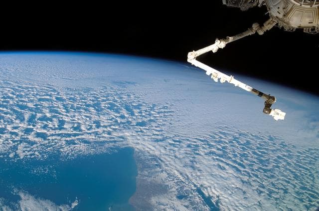 NASA image: SSRMS (Space Station Remote Manipulator System) checkout prior to LF1 launch