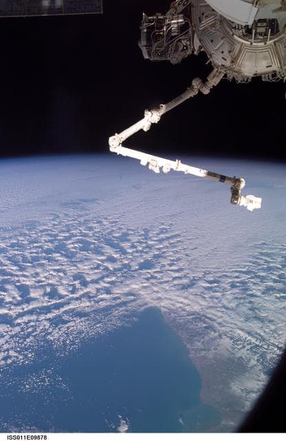 NASA image: SSRMS (Space Station Remote Manipulator System) checkout prior to LF1 launch
