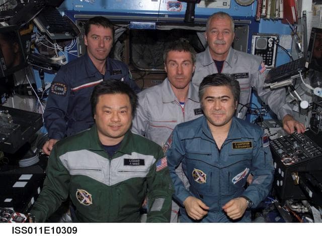 NASA image: Expedition 10 and 11 crews in Destiny laboratory module