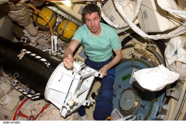 NASA image: Krikalev with Matryoshka payload system
