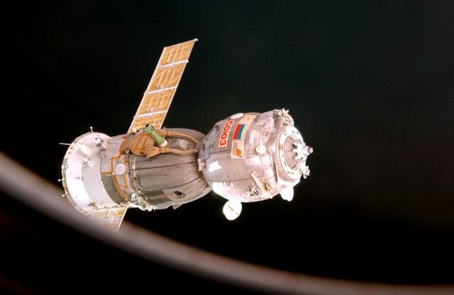 NASA image: Soyuz separates from the ISS on its way back to Earth with the Expedition 11 crew