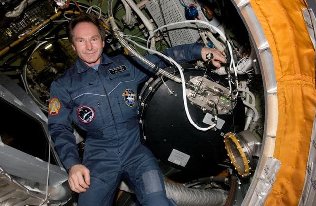 NASA image: Valery I. Tokarev in the Zvezda Service Module (SM) during Expedition 12