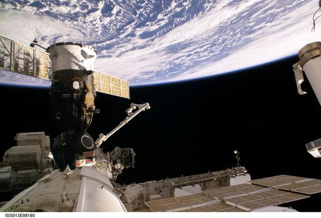 NASA image: Soyuz Spacecraft TMA-8 docked to the ISS taken during Expedition 13